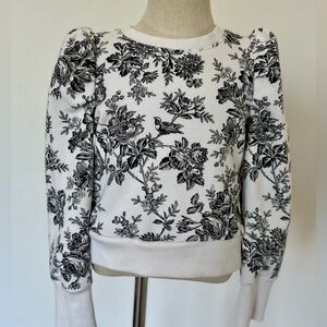 Janie and Jack Floral toile Puff Sleeve Sweater girls 6 sweatshirt